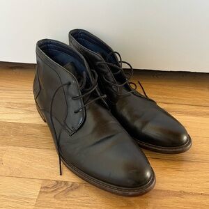 Men's Black Leather Dress Shoes Boots Size 10.5